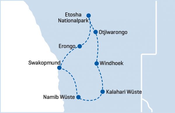 Routenkarte-Namibia