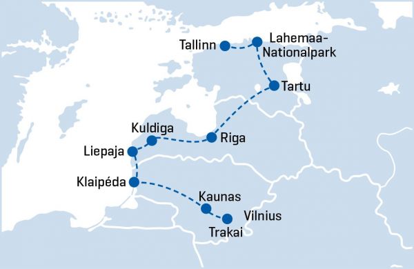 Routenkarte-Baltikum